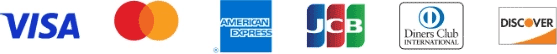 Visa、Mastercard、American Express、JCB、Diners、Discover